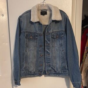 Triot Blue Denim Jacket with Sherpa Collar